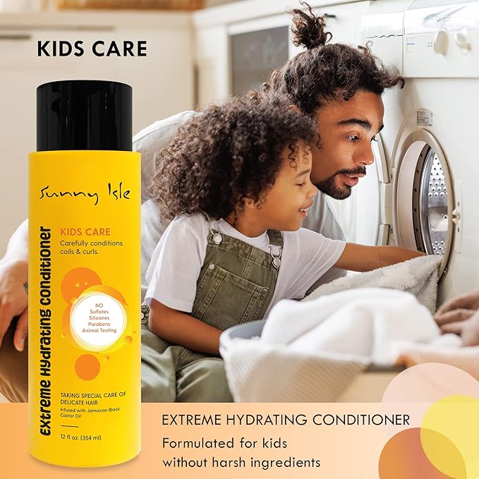 Sunny Isle Kids Care Extreme Hydrating Conditioner 354ml yellow bottle