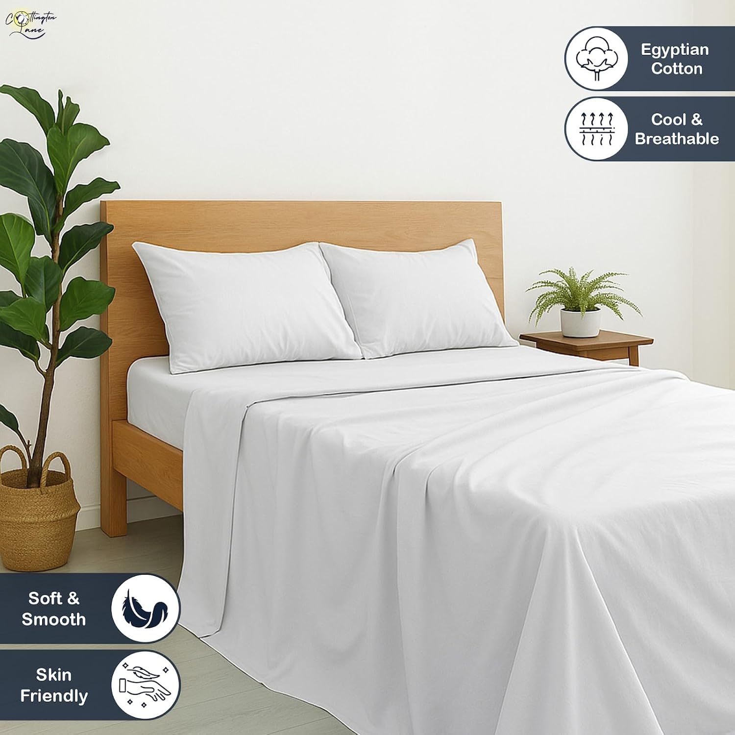 White Pearls 400 Thread Count Royal Egyptian Cotton Sateen King Fitted Sheet — photo 2