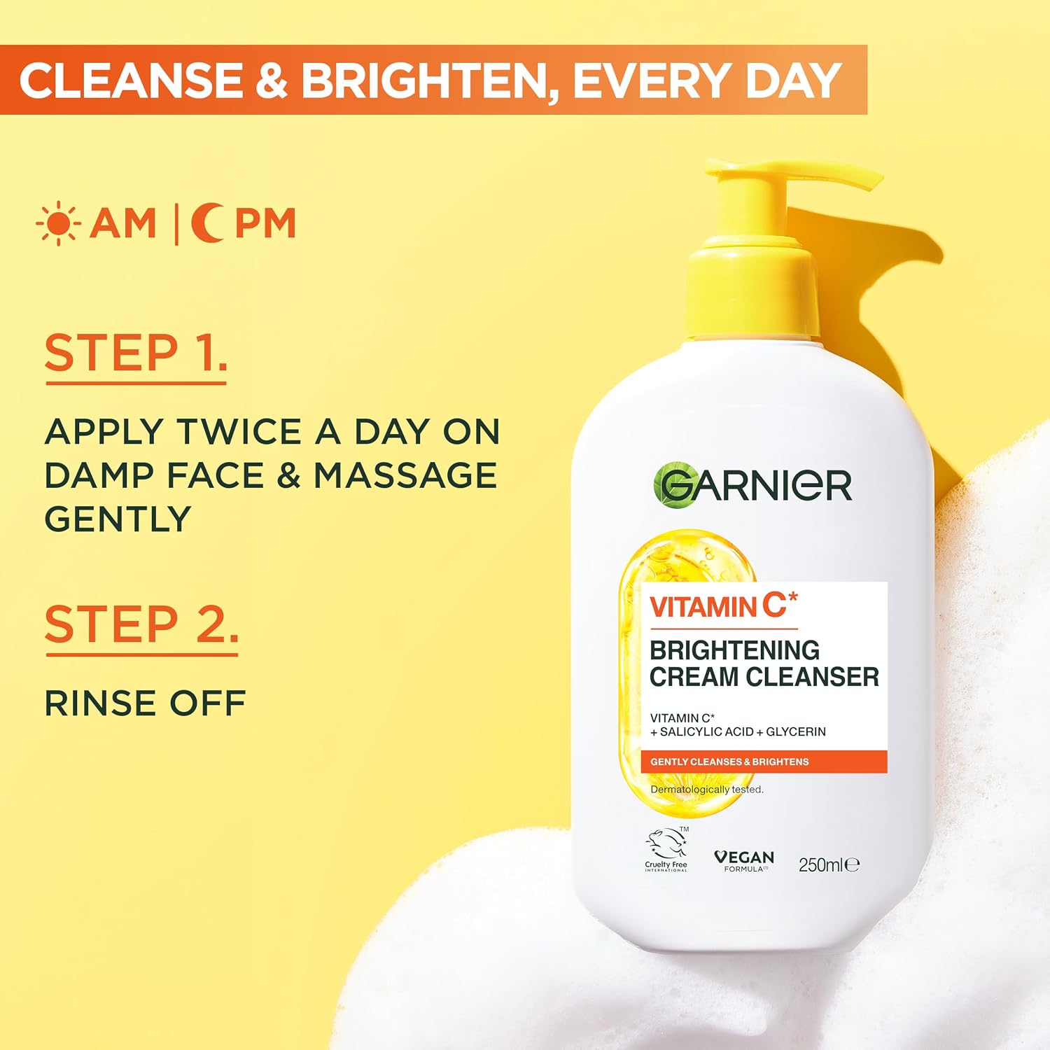 Garnier SkinActive Vitamin C Brightening Cream Cleanser (250ml). — photo 2