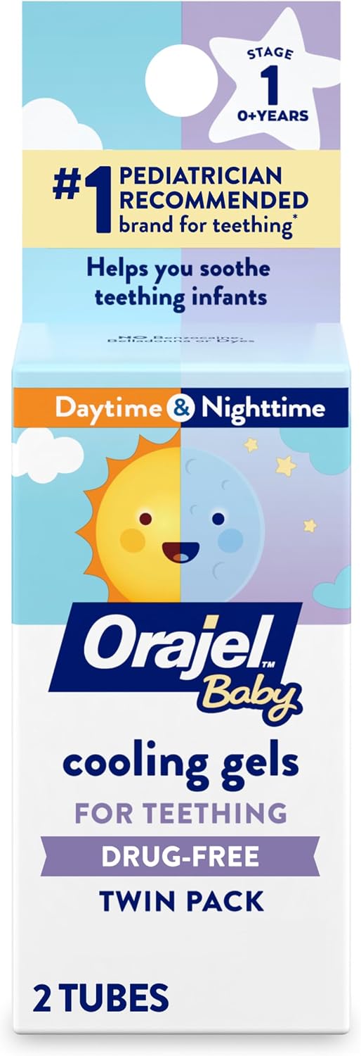 Orajel Baby Daytime & Nighttime Cooling Gels for Teething, 0.18 Oz, 2-Pack | Drug-Free, Soothes Teething Infants, Safe for Babies Age 0+, — photo 2