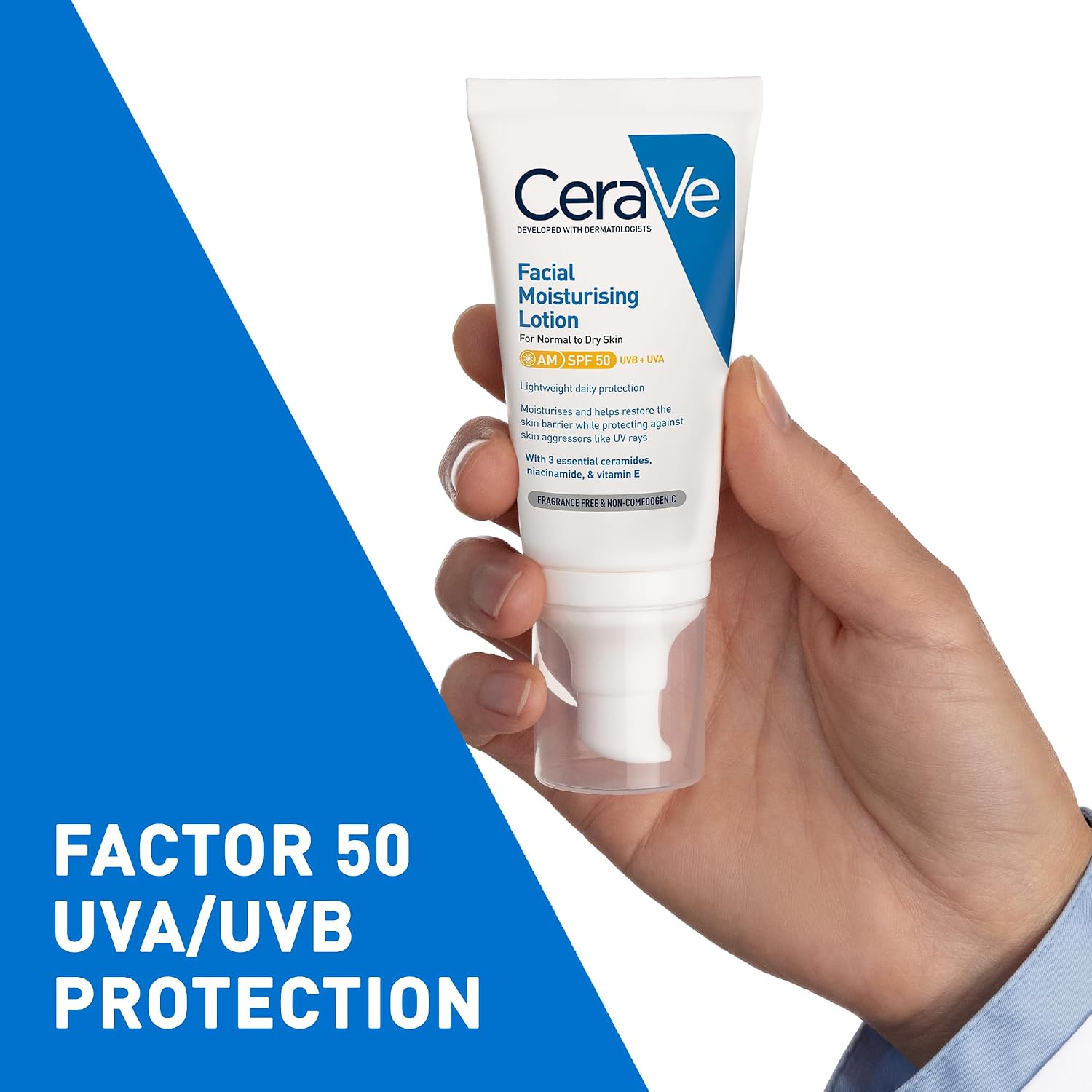 CeraVe AM Facial Moisturising Lotion SPF 50 (52 ml size). — photo 6