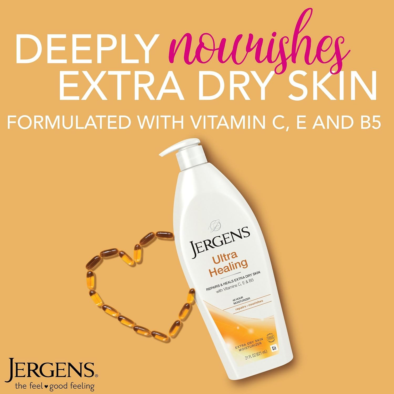 Jergens Ultra Healing Dry Skin Moisturizer, White 21 Fl Oz | Intense Moisture for Extra Dry, Cracked Skin, Vitamins C+E+B5, Fast-Absorbing, Dermatologist Tested — photo 5