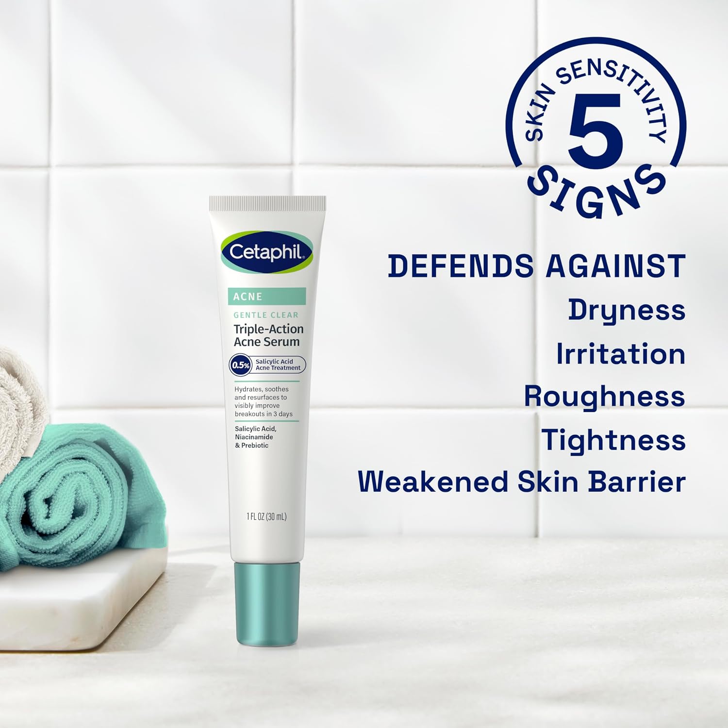 Cetaphil Gentle Clear Acne Serum Salicylic Acid Treatment, 1oz | Triple-Action Acne Serum, Treats And Prevents Breakouts, Fades Post-Acne Marks, Salicylic. — photo 3
