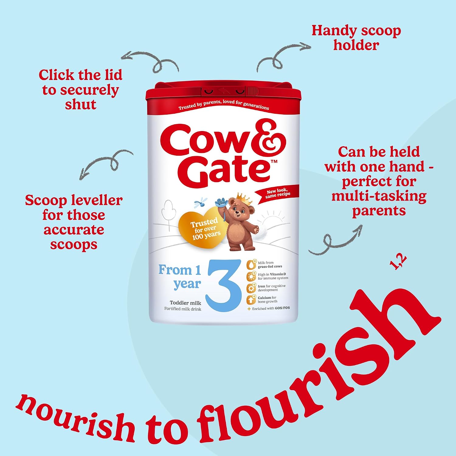 Cow Gate 3 Growing Up Milk 1-2 Years 2 Beakers A Day 800g — photo 4