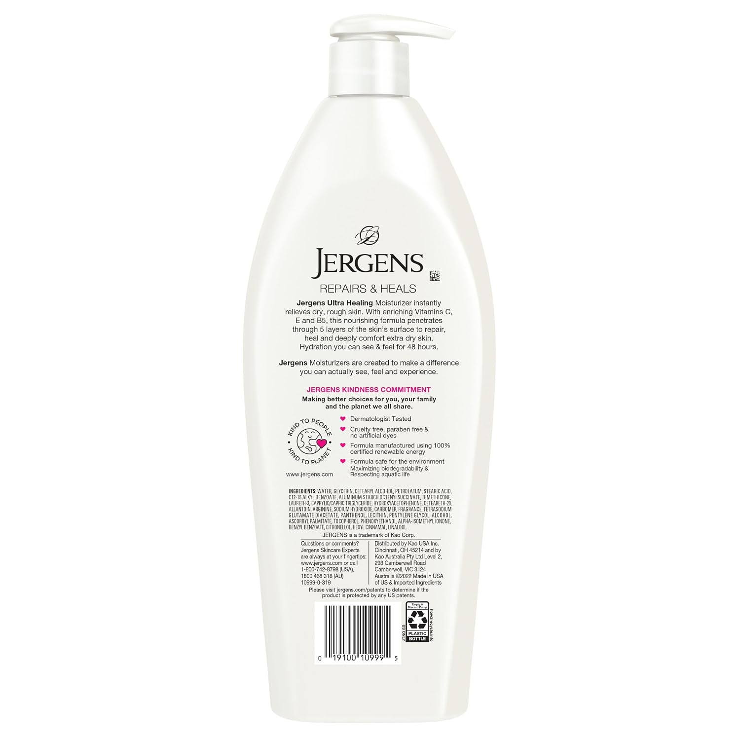 Jergens Ultra Healing Dry Skin Moisturizer, White 21 Fl Oz | Intense Moisture for Extra Dry, Cracked Skin, Vitamins C+E+B5, Fast-Absorbing, Dermatologist Tested — photo 2