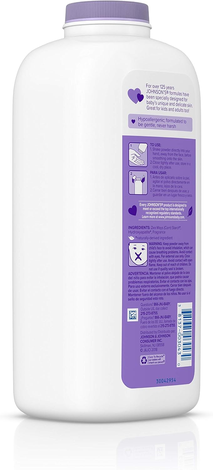 Johnson's Baby Pure Cornstarch Powder Calming Lavender & Chamomile 22 oz (623g) size — photo 2
