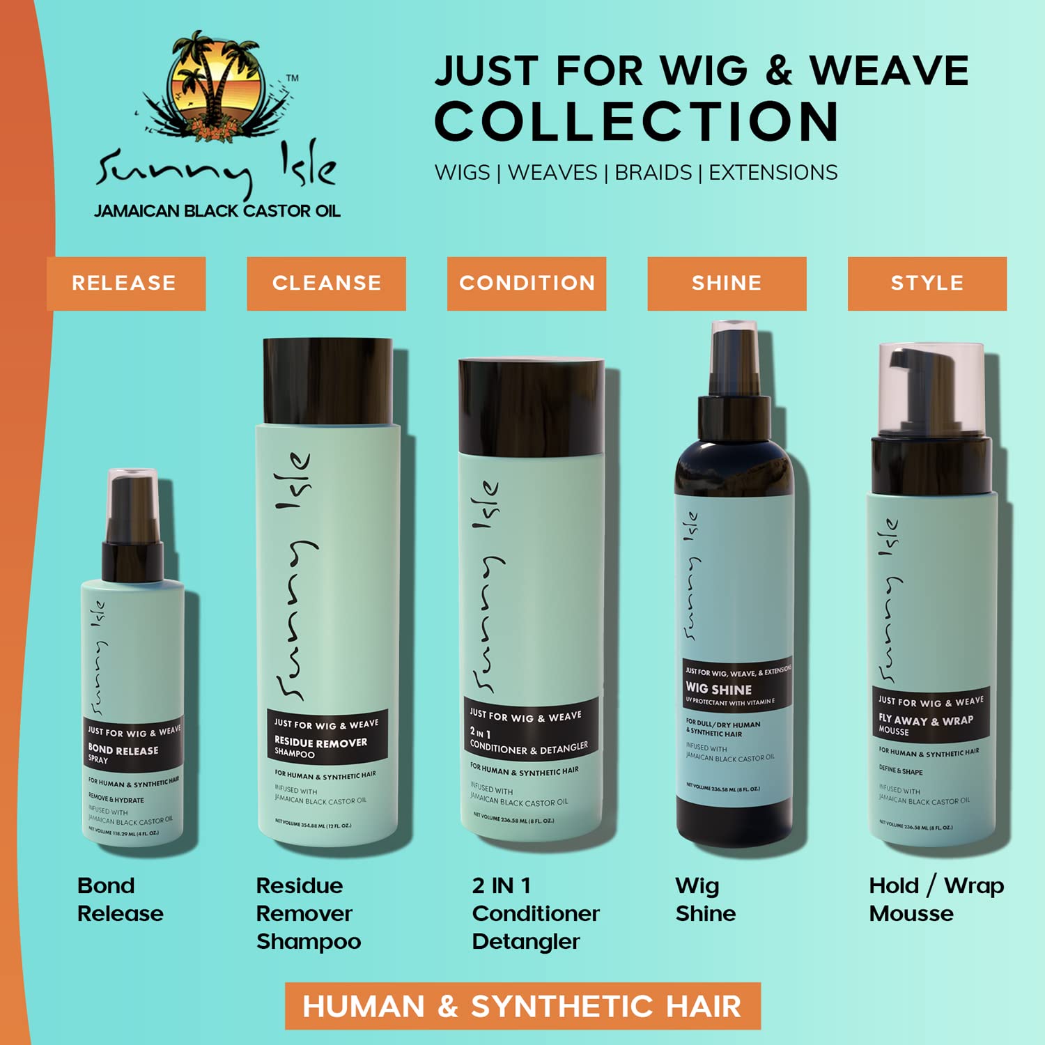 Sunny Isle Just For Wig, Weave, Braid & Extensions Residue Remover Shampoo (8oz / 240ml — photo 5