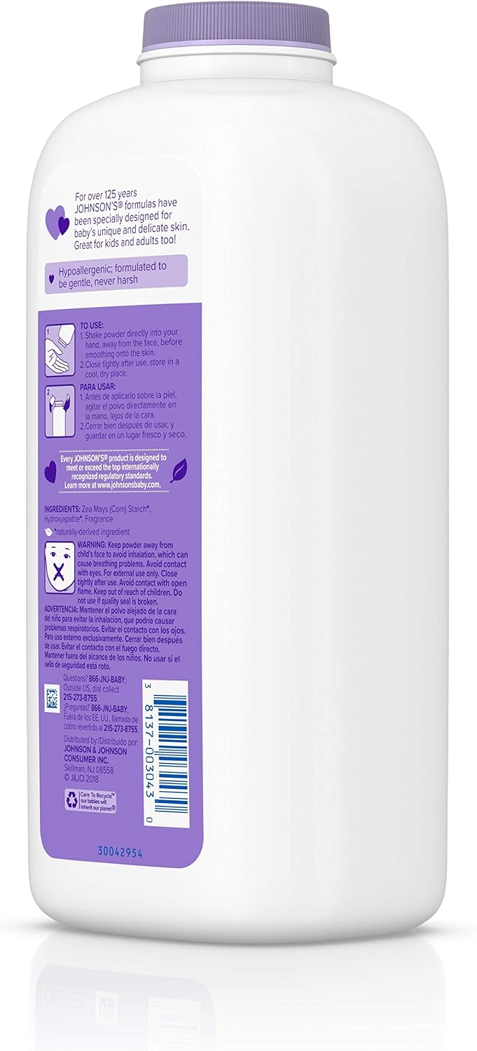 Johnson's Baby Pure Cornstarch Powder Calming Lavender & Chamomile 22 oz (623g) size — photo 4