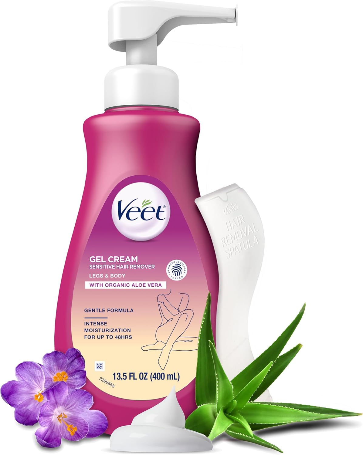 Veet Sensitive Skin Hair Removal Gel Cream (with Organic Aloe Vera & Vitamin E) 13.5 fl oz (400 ml). — photo 8