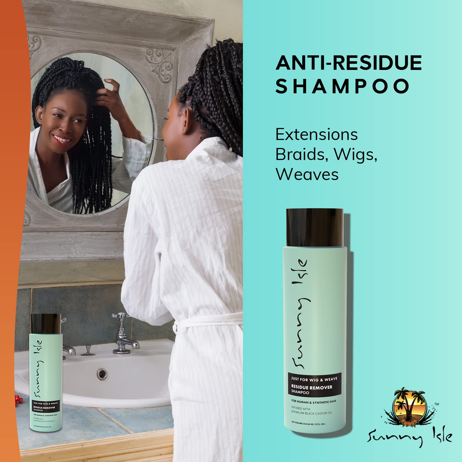 Sunny Isle Just For Wig, Weave, Braid & Extensions Residue Remover Shampoo (8oz / 240ml — photo 6