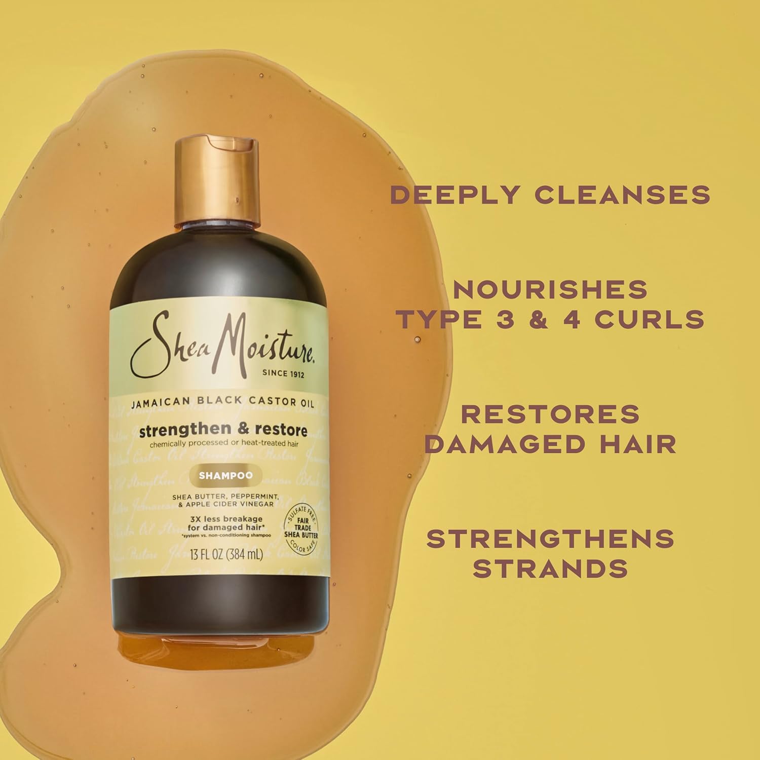 SheaMoisture Jamaican Black Castor Oil Strengthen & Restore Shampoo 13 oz (384 ml) bottle — photo 5