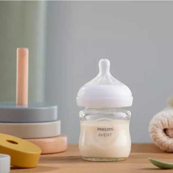 Philips Avent Natural Response 3.0 glass baby bottle 125ml with white teat