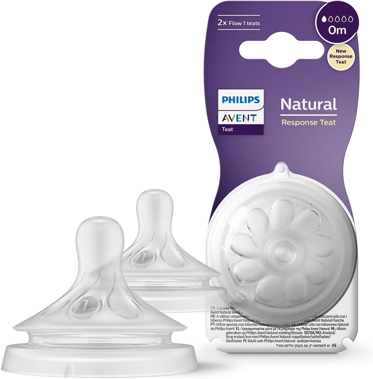 Philips Avent Natural Response 3.0 Level 1 teats, 2 pack, newborn flow