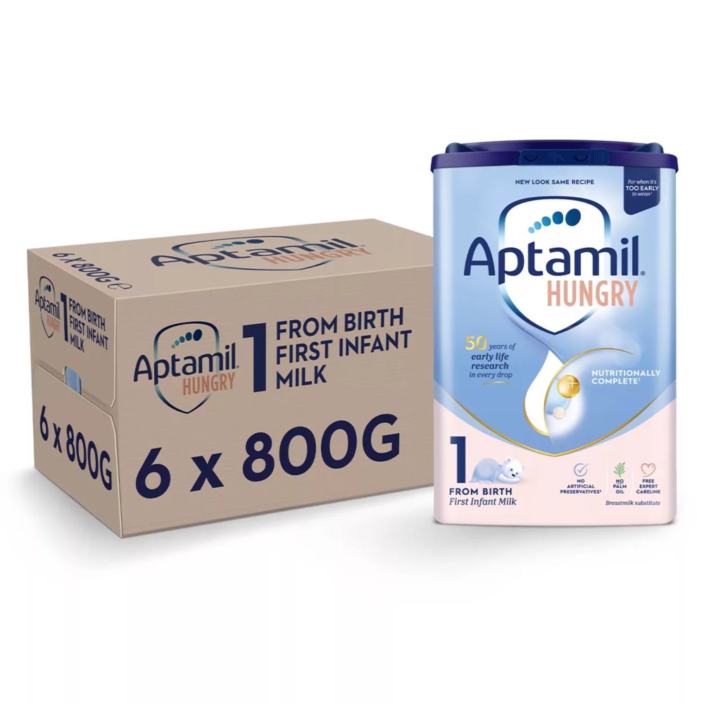 Aptamil Hungry First Infant Milk from Birth, 800g tin and box pack