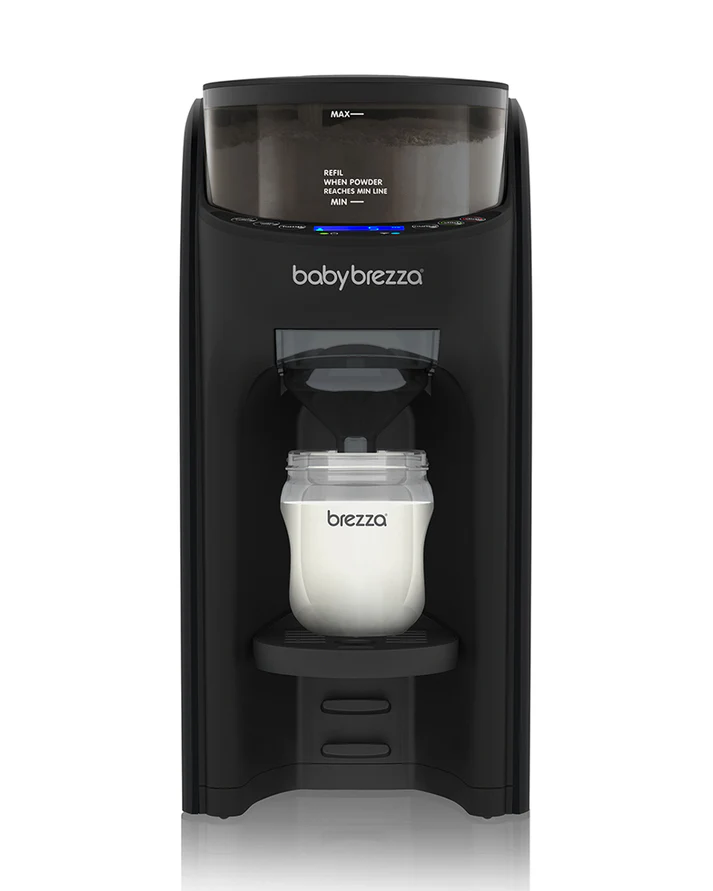 Baby Brezza Formula Pro Advanced WiFi connected formula maker black with bottle