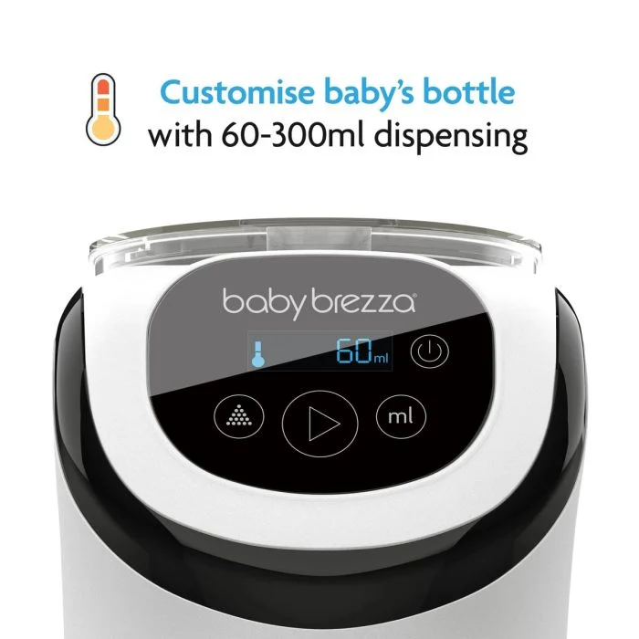 Baby Brezza Formula Pro Mini white and black baby formula maker with dispenser