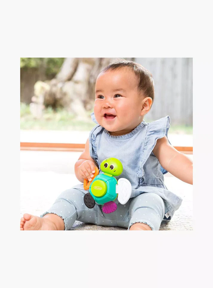 Infantino Turtle Rattle multicolour baby toy with textured segments and handle