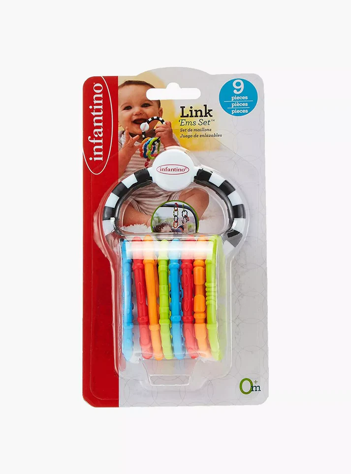 Infantino Link Ems Set baby rattling toy with nine colourful connecting pieces