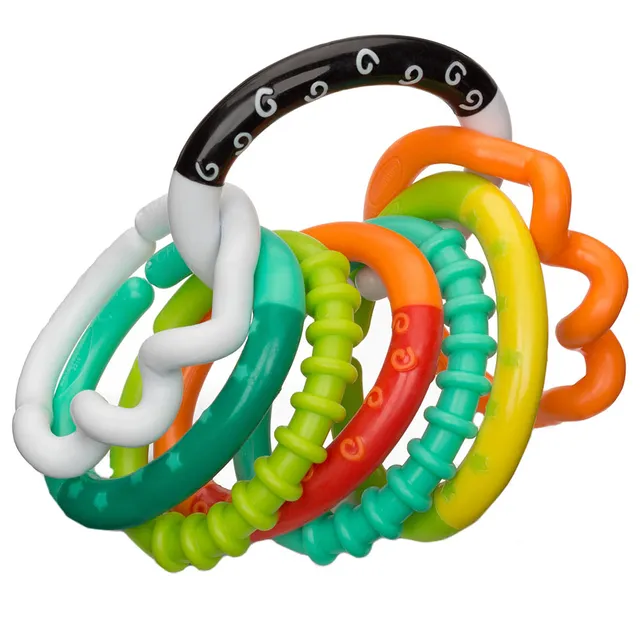 Infantino textured ring links rattle with multicoloured interlocking rings