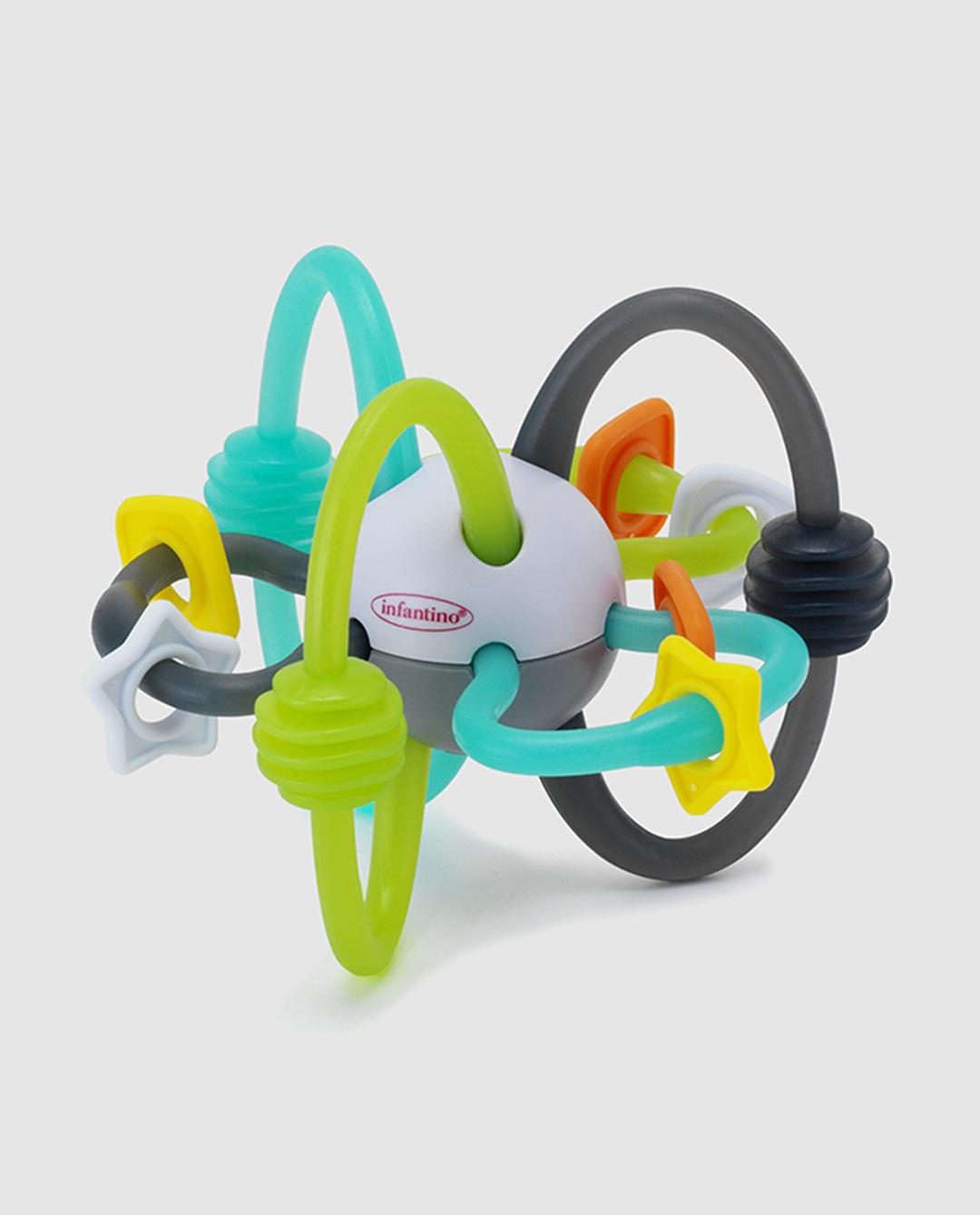 Infantino Shake and Teethe flexible rattle ball with multicoloured teething rings