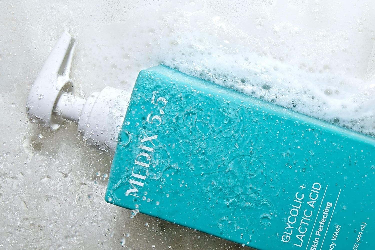 Medix 5.5 Glycolic Lactic Acid body wash 444ml turquoise bottle