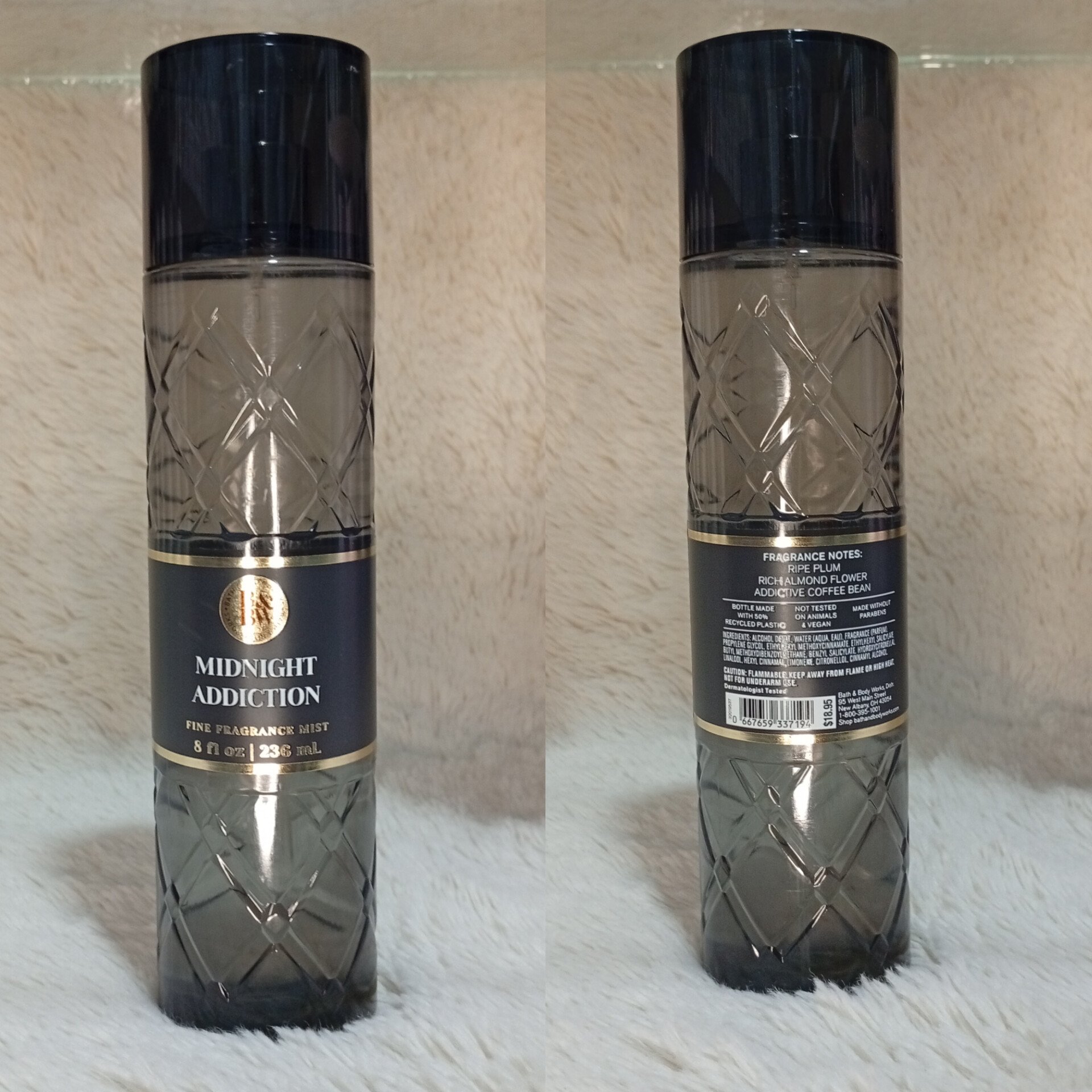 Bath and Body Works Midnight Addiction fine fragrance mist spray bottle, 236ml
