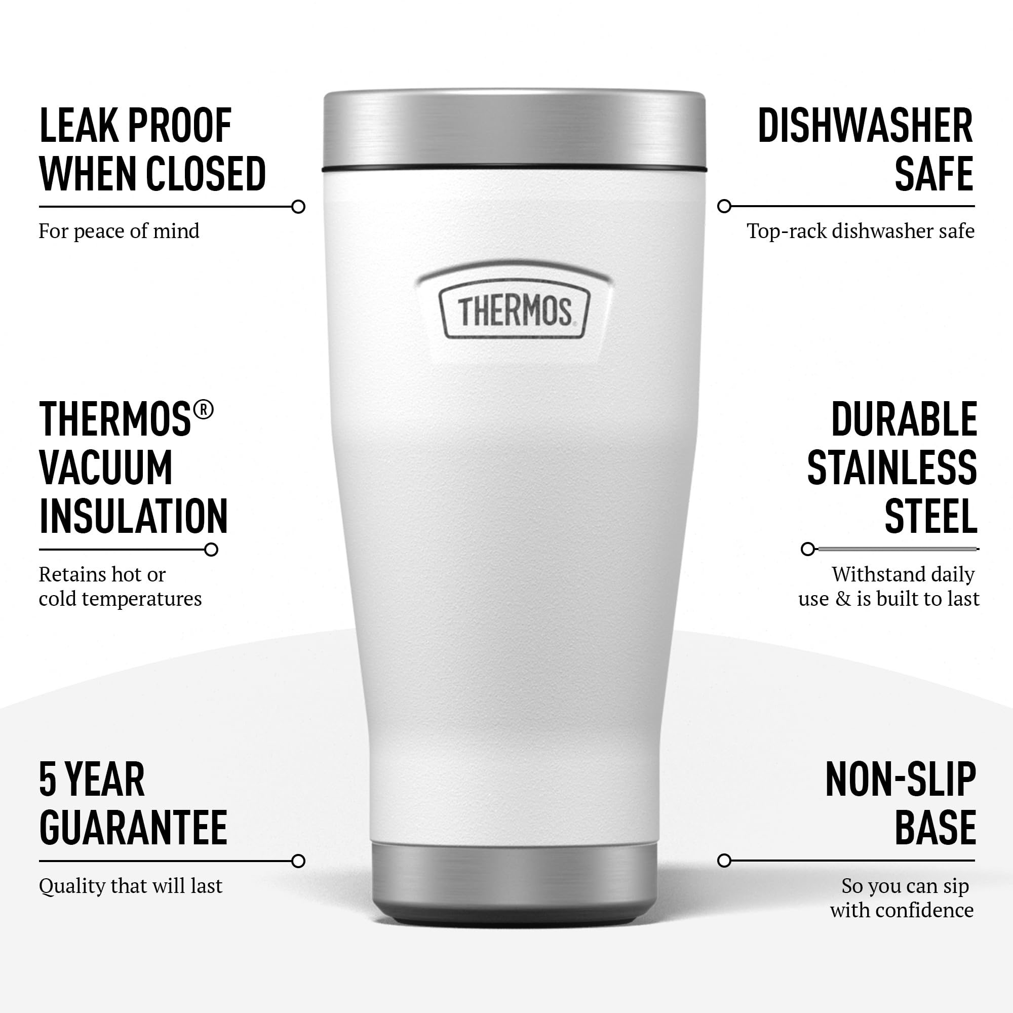 Thermos Icon white stainless steel thermal mug 470 ml