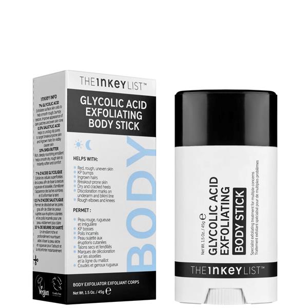 The INKEY List Glycolic Acid Exfoliating Body Stick 45g black and white tube