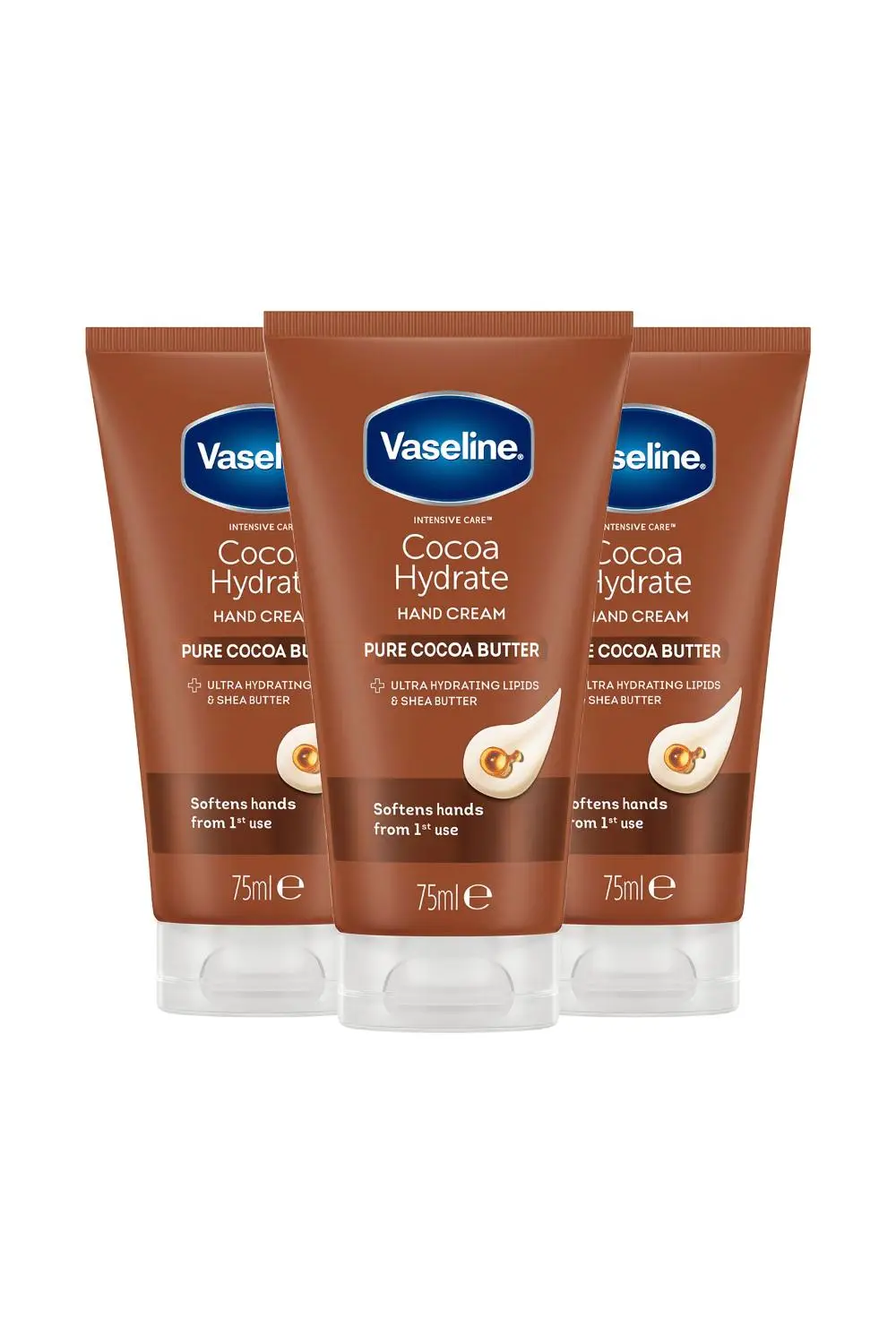 Vaseline Cocoa Hydrate Hand Cream 75ml with pure cocoa butter and shea butter
