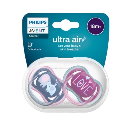 Philips Avent Ultra Air soother 18m+ girl pink two pack
