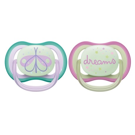 Philips Avent Air Night Soother girl 0-6 months two pack