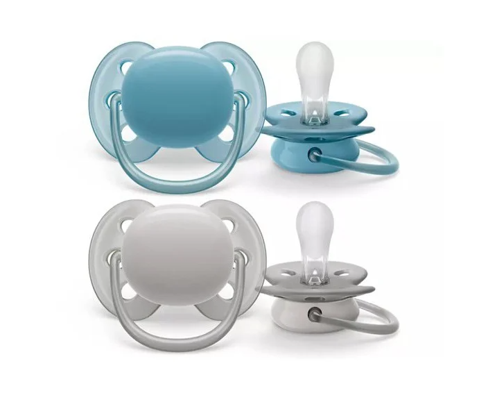 Philips Avent Ultra Soft Soother 6-18 months blue and grey two pack