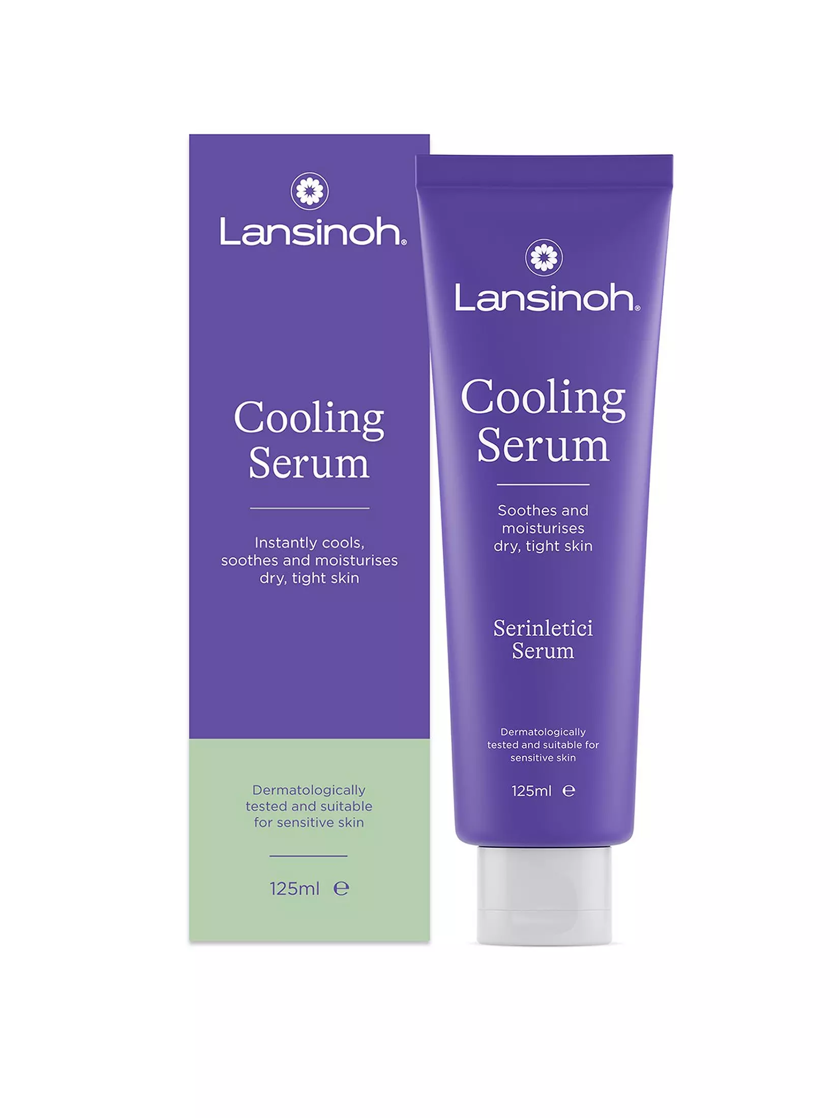 Lansinoh Cooling Serum 125ml purple tube and box packaging