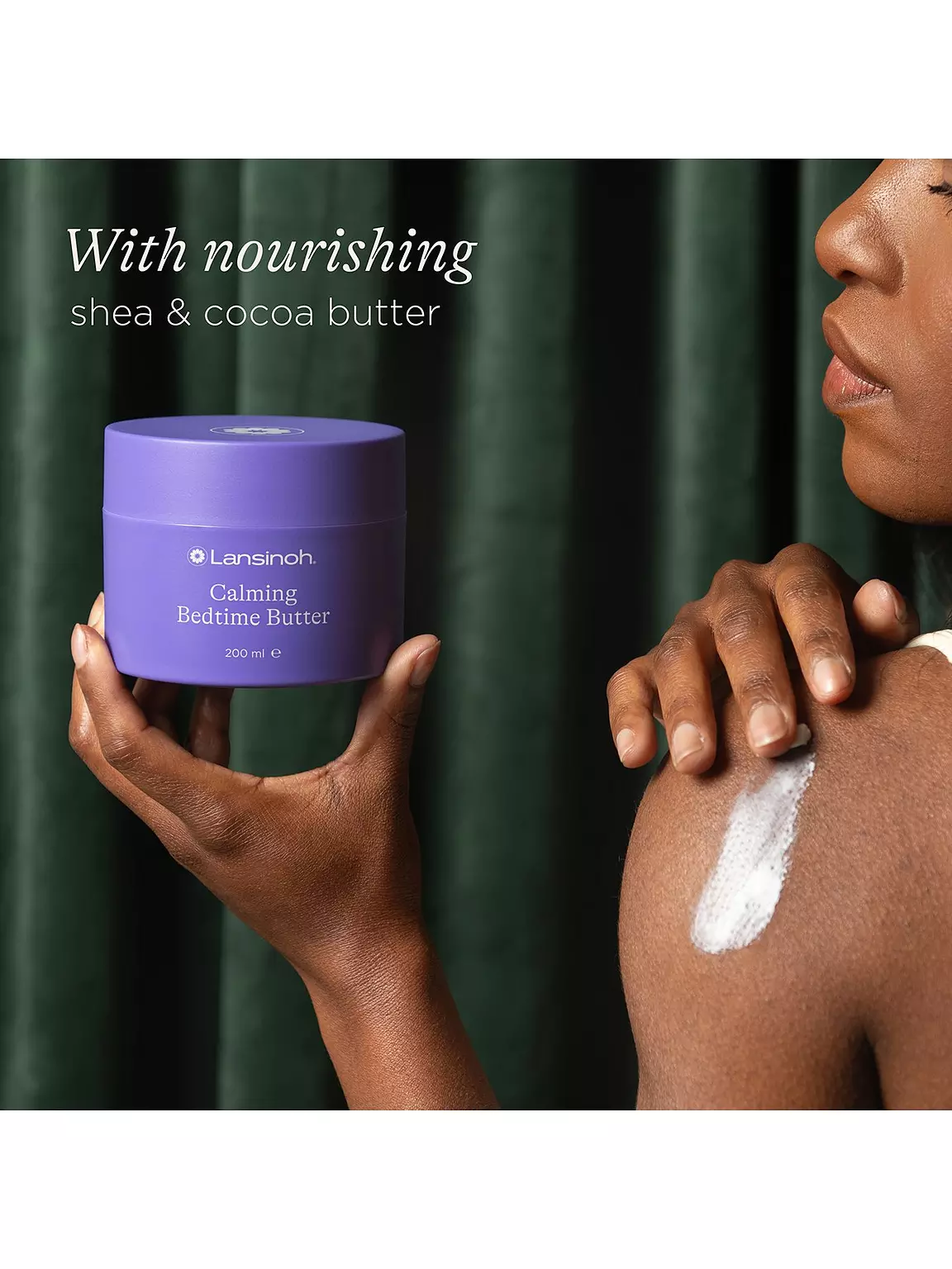 Lansinoh Calming Bedtime Butter purple jar 200 ml with shea and cocoa butter