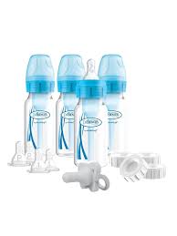 Dr Brown's Anti-Colic Options+ narrow neck blue baby bottles gift set with accessories