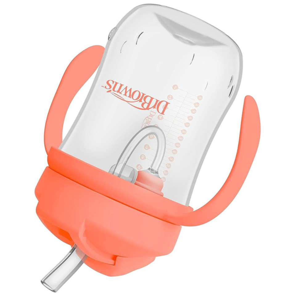 Dr Brown's Straw Cup 270ml coral pink with handles