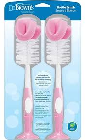Dr. Brown's Options pink bottle and teat brush set with stand