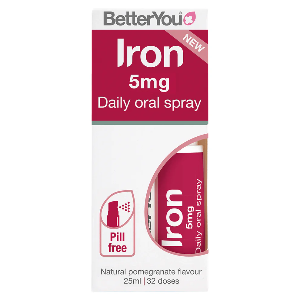 BetterYou Iron 5mg daily oral spray 25ml pomegranate flavour bottle