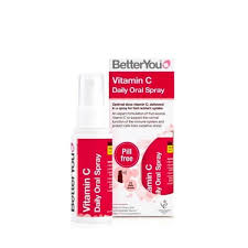 BetterYou Vitamin C Oral Spray red bottle with packaging