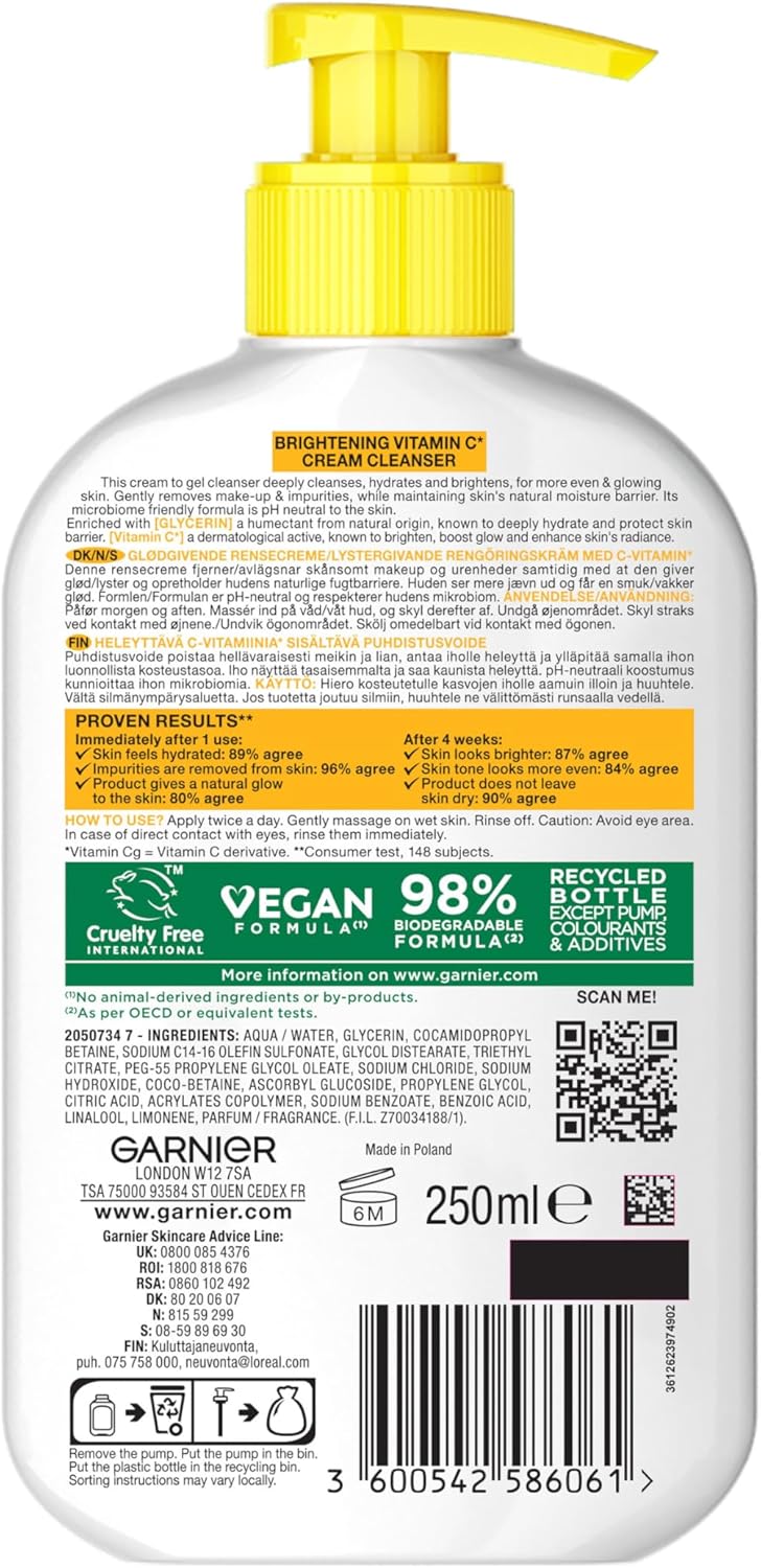 Garnier SkinActive Vitamin C Brightening Cream Cleanser (250ml). — photo 9