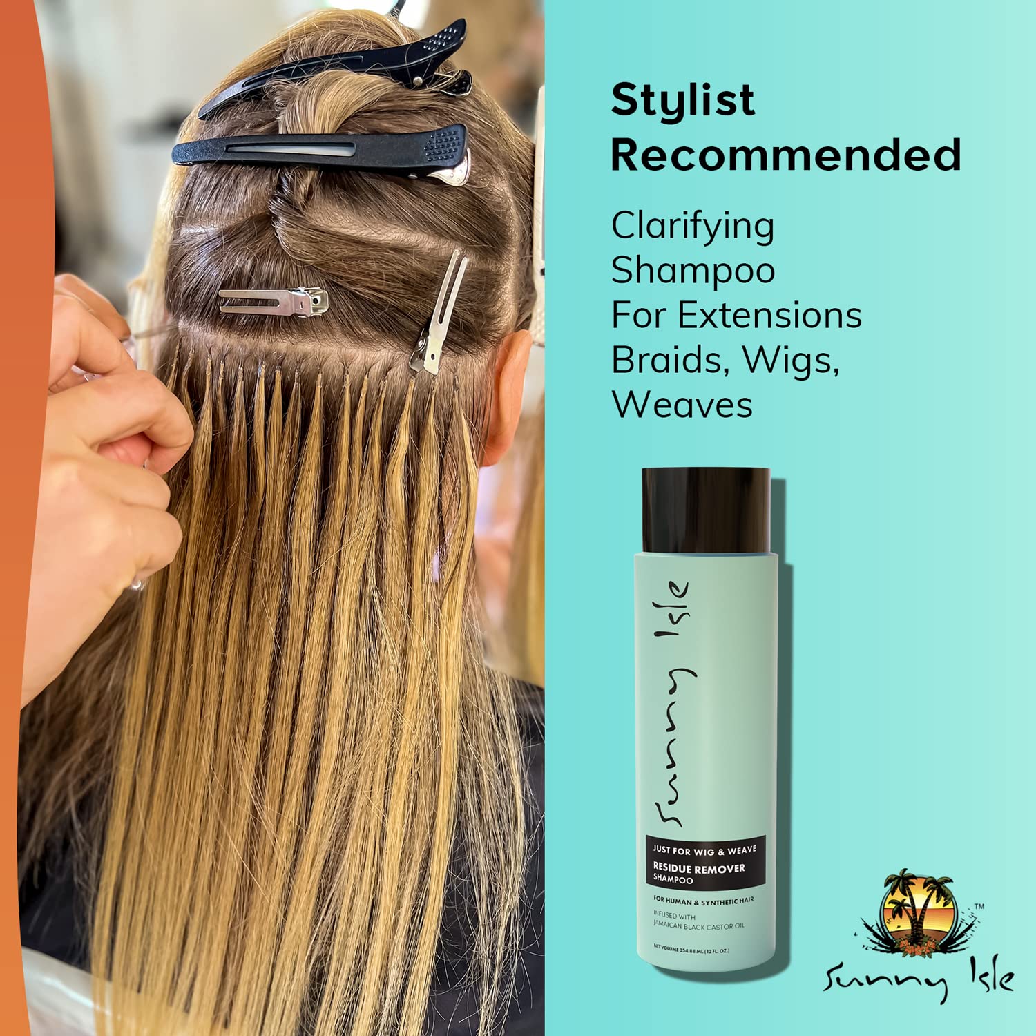 Sunny Isle Just For Wig, Weave, Braid & Extensions Residue Remover Shampoo (8oz / 240ml — photo 7