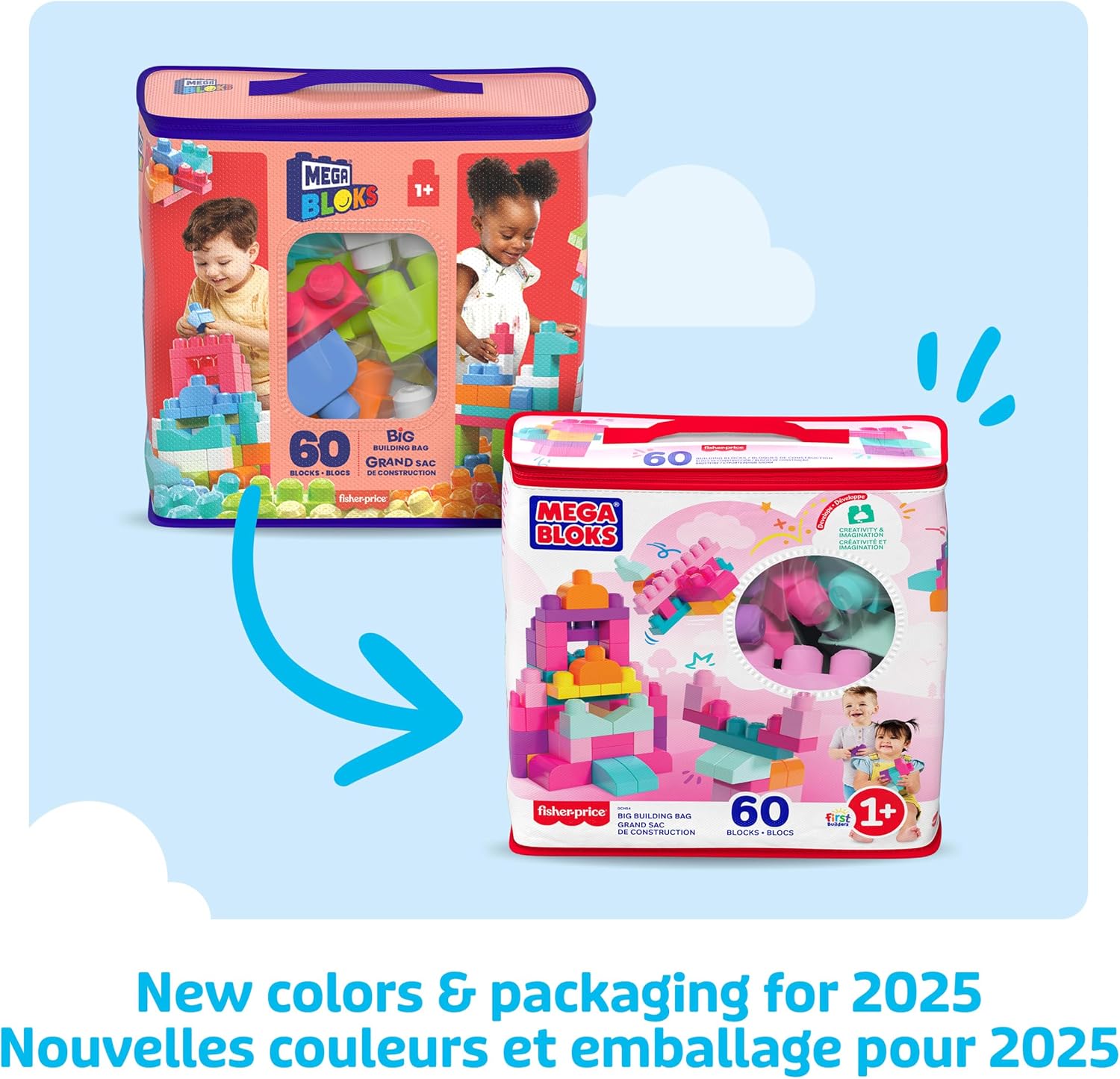 MEGA BLOKS First Builders Big Building Bag (60-Piece Pink / Trendy) — photo 4