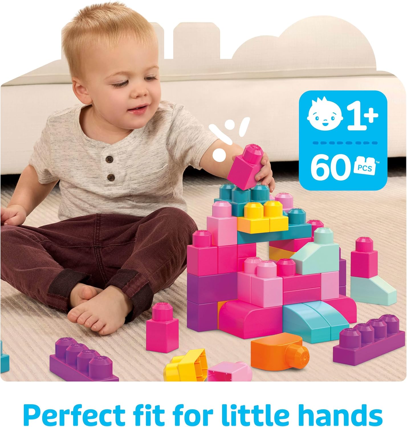 MEGA BLOKS First Builders Big Building Bag (60-Piece Pink / Trendy) — photo 2