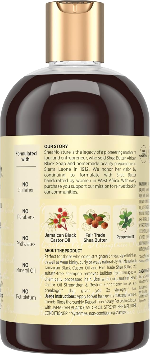 SheaMoisture Jamaican Black Castor Oil Strengthen & Restore Shampoo 13 oz (384 ml) bottle — photo 2