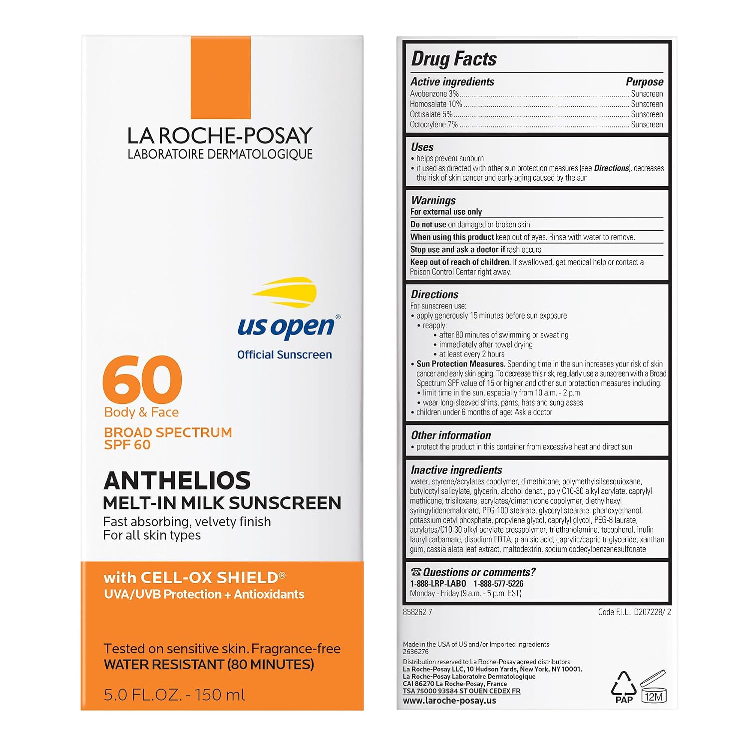 La Roche-Posay Anthelios Melt-In Milk Sunscreen for Face & Body SPF 60 | Lightweight, fast-absorbing sunscreen with antioxidants for broad spectrum.. — photo 2