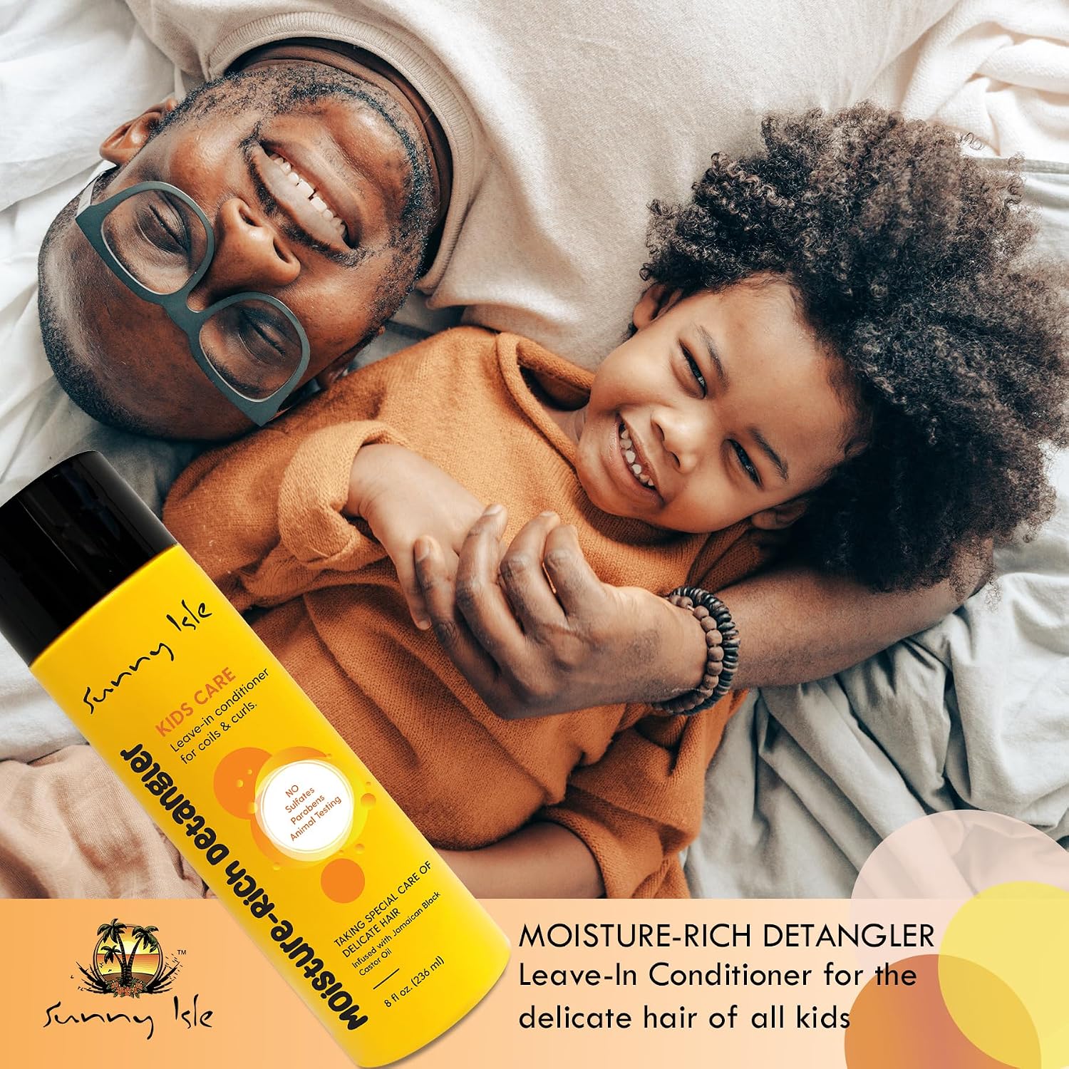 Sunny Isle Kids Care Moisture-Rich Leave-In Detangler 8oz | Gentle Care Non-Greasy Conditioner for Children's Coils, Waves, Curls | Jamaican Black Castor Oil Infused — photo 2
