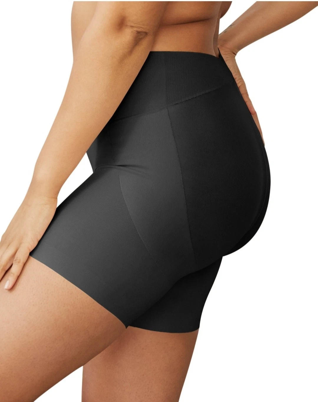 Maidenform black tummy control shapewear shorts with booty lift, large size