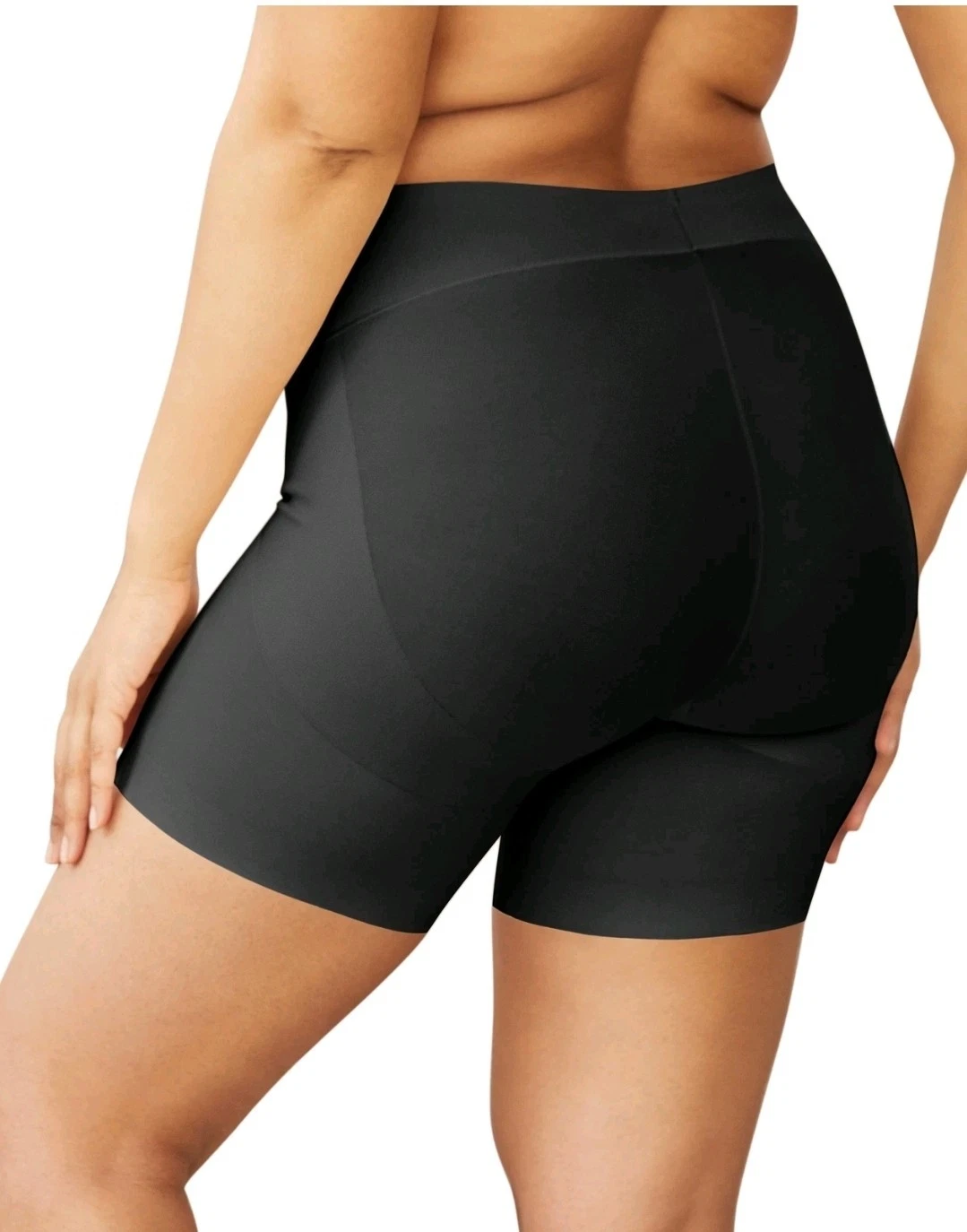 Maidenform black tummy control shapewear shorts, size large, booty lift