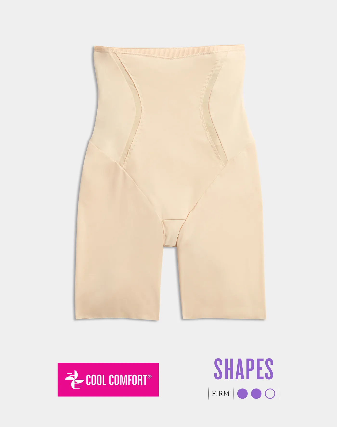 Maidenform beige high-waist firm control shapewear thigh slimmer shorts