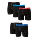 Hanes Ultimate men's boxer shorts pack of five, black with coloured waistbands